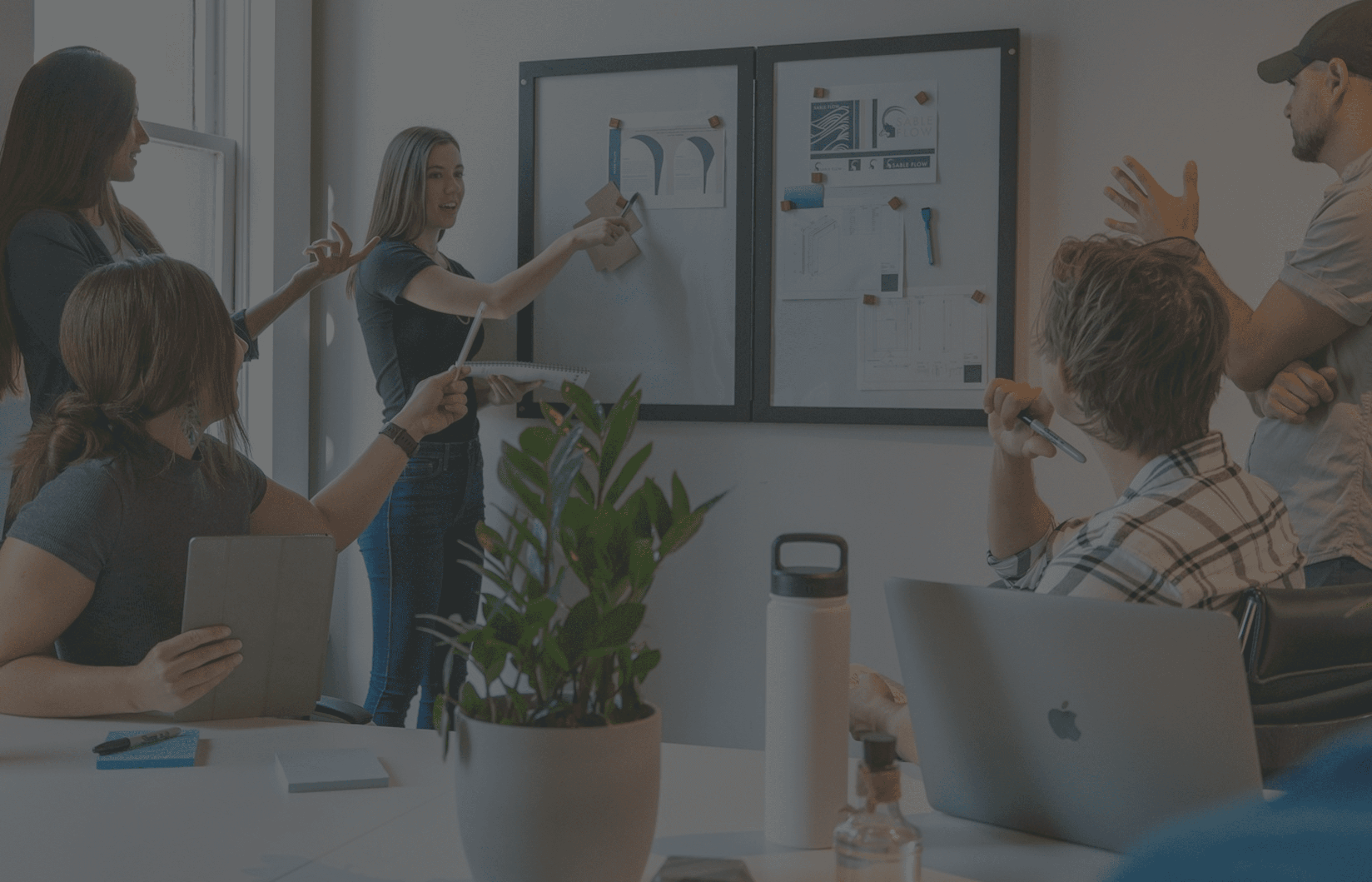 A collaborative team planning together